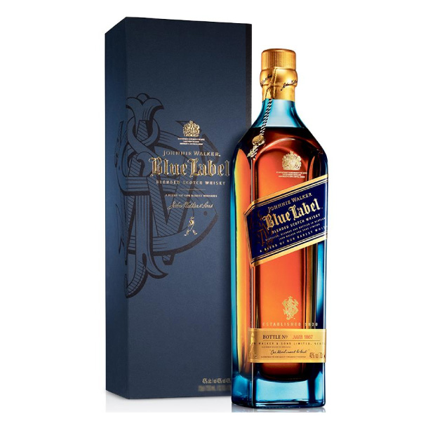 Johnnie Walker Blue Label premium whisky bottle
