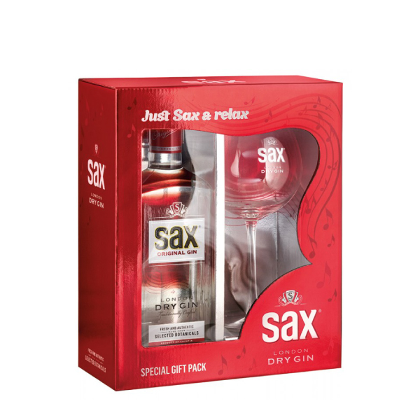 Sax Dry Gin 0,7L + кутија & 1 чаша